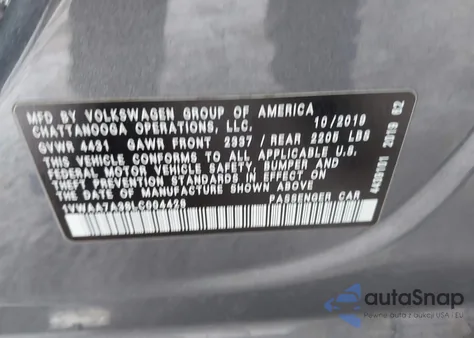 2020 Volkswagen Passat 2.0T S from USA, damaged, VIN 1VWAA7A38LC004428